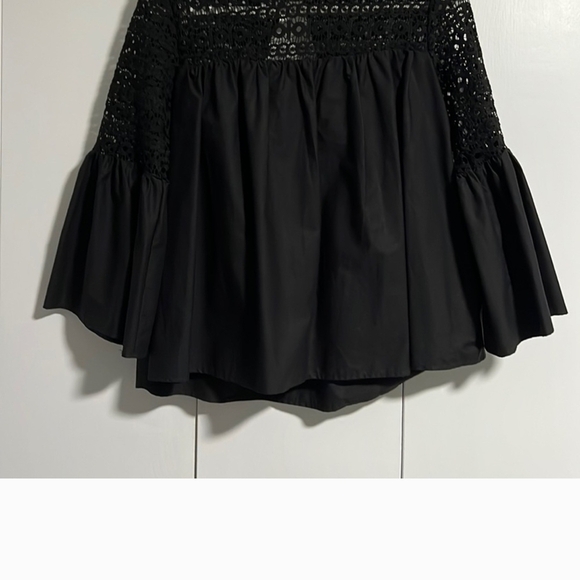 Black Boxy Blouse with 3/4 Bell Sleeves - Picture 6 of 10